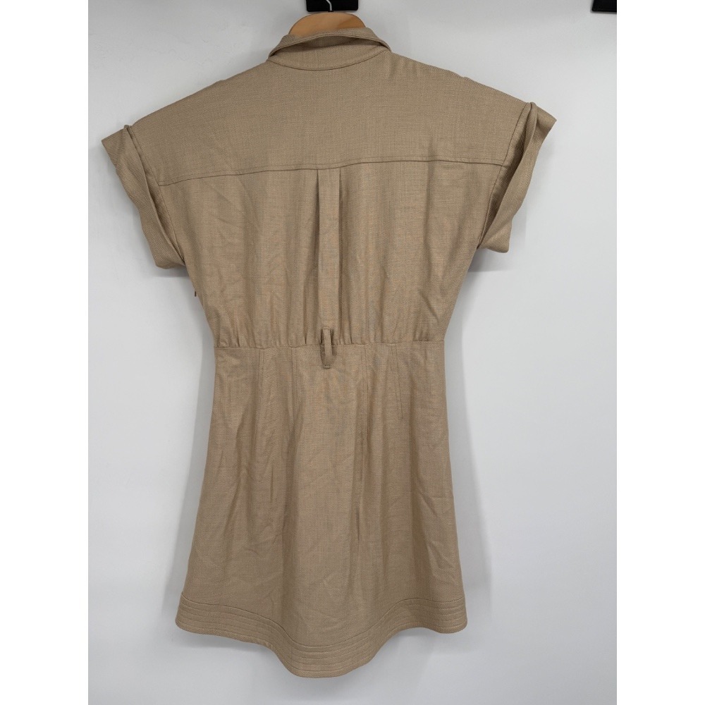 VERONICA BEARD Sadia Button Front Shirt Dress Tan Sz 4 - Picture 11 of 11